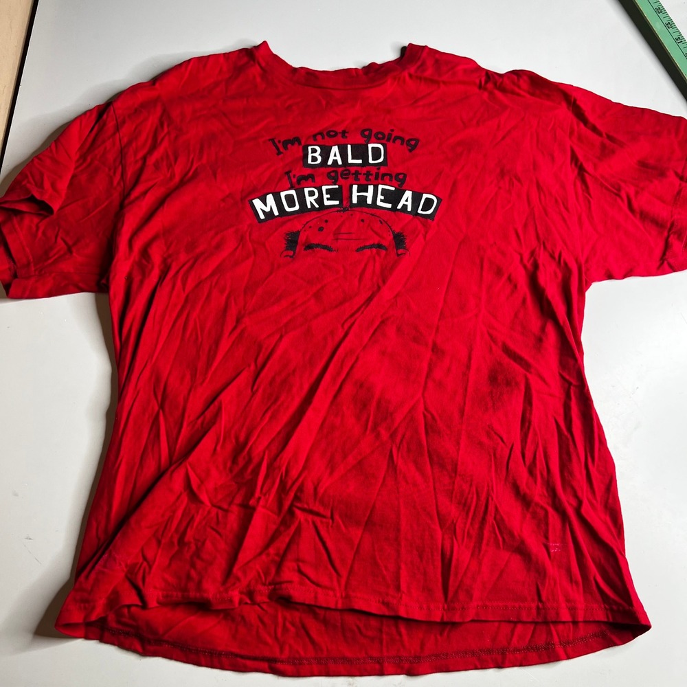 Delta Pro Weight Mens Red Graphic Tee More Head Not Bald Funny T-Shirt XL